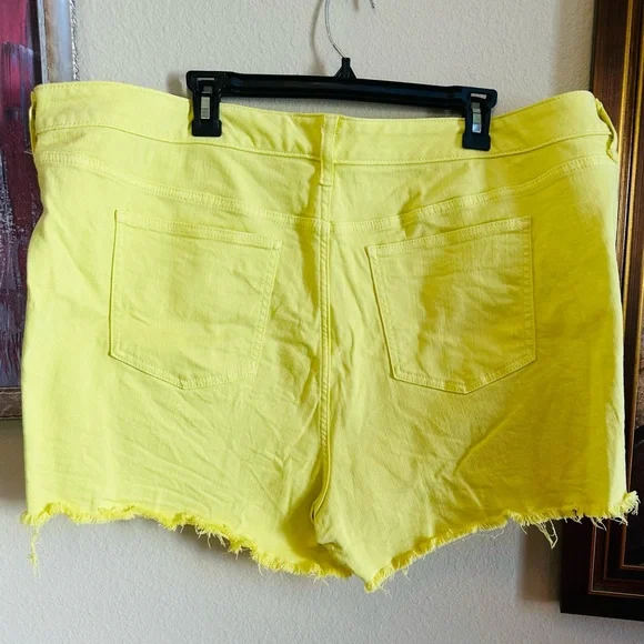 Torrid Neon Yellow Distressed Button Down Shorts - Picture 2 of 2